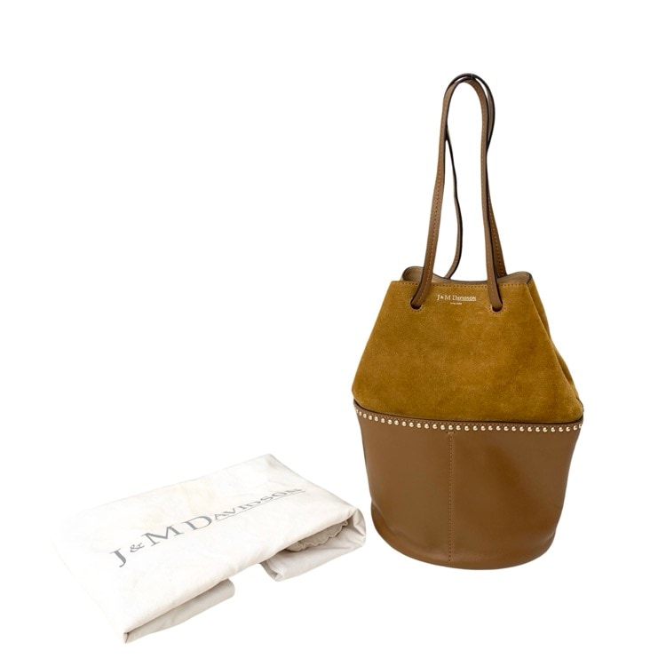 J&M DAVIDSON ジェイアンドエムデヴィッドソン MINI DAISY SUEDE スタッズ付きショルダーバッグ イエロー