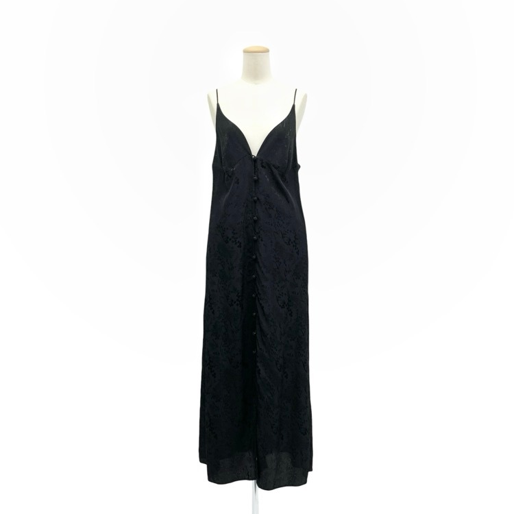 Mame Kurogouchi マメクロゴウチ Floral Jacquard Camisole Dress 野草柄ジャガードキャミソールワンピース ブラック 2 MM24FW-DR041