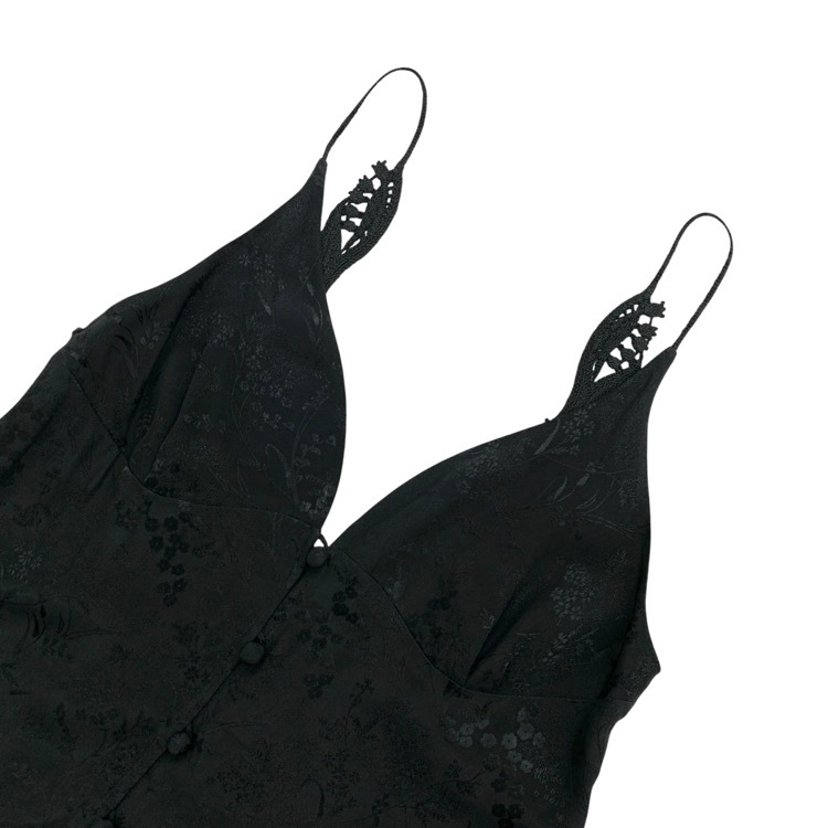 Mame Kurogouchi マメクロゴウチ Floral Jacquard Camisole Dress 野草柄ジャガードキャミソールワンピース ブラック 2 MM24FW-DR041