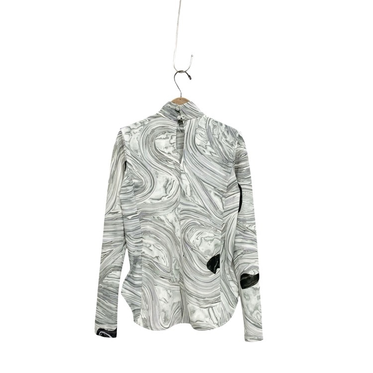 2025SS Mame Kurogouchi マメクロゴウチ Marble Print Jersey High Neck Top 地層石マーブルプリントカットソー グレー 1 MM25FW-JS076