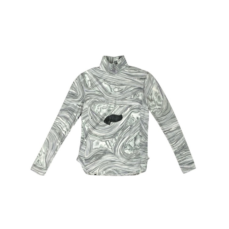 2025SS Mame Kurogouchi マメクロゴウチ Marble Print Jersey High Neck Top 地層石マーブルプリントカットソー グレー 1 MM25FW-JS076