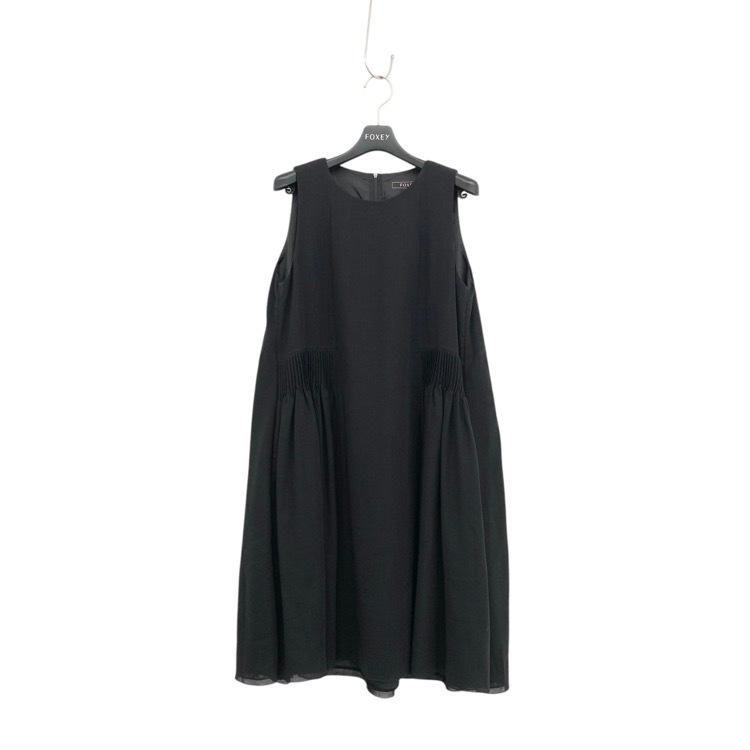 FOXEY フォクシー ドレス サイドギャザー ブラック 38 36786-AOFI