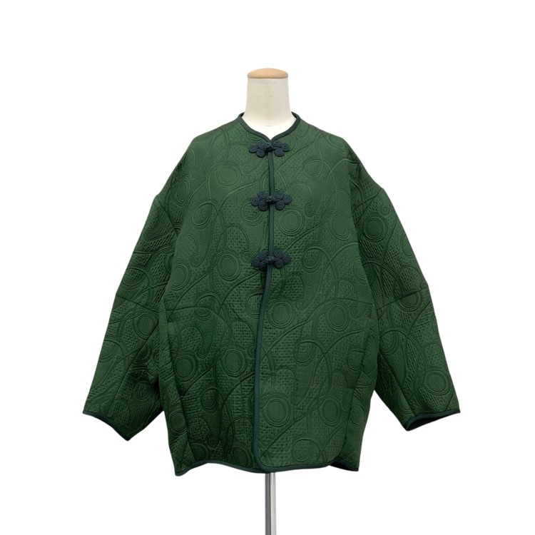 Mame Kurogouchi マメクロゴウチ Jomon Arabesque Triple Layer Jacquard Jacket 縄文ジャガードジャケット グリーン 1 MM22FW-CO008