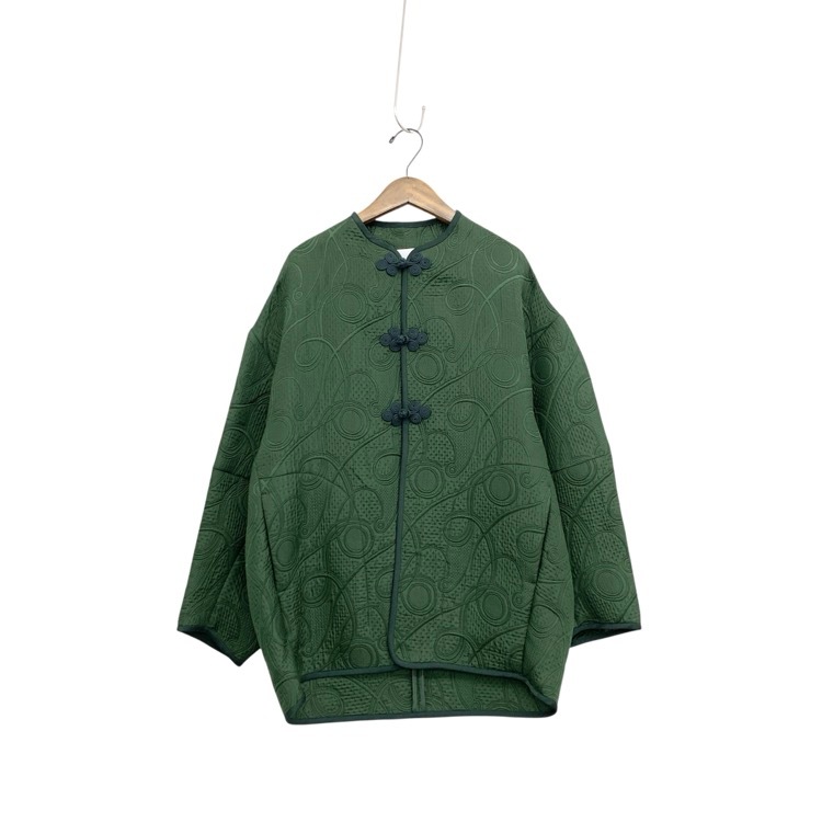 Mame Kurogouchi マメクロゴウチ Jomon Arabesque Triple Layer Jacquard Jacket 縄文ジャガードジャケット グリーン 1 MM22FW-CO008