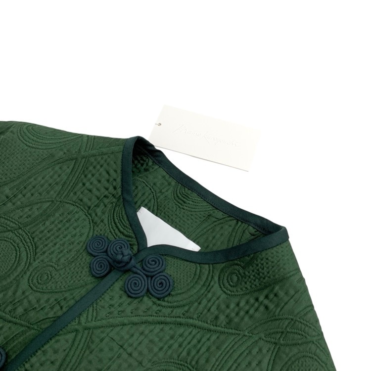 Mame Kurogouchi マメクロゴウチ Jomon Arabesque Triple Layer Jacquard Jacket 縄文ジャガードジャケット グリーン 1 MM22FW-CO008