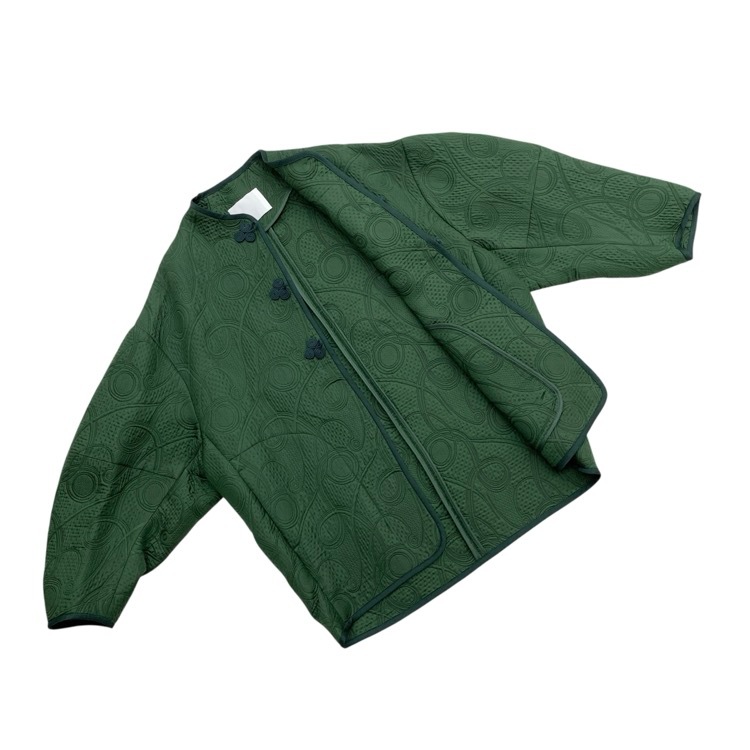 Mame Kurogouchi マメクロゴウチ Jomon Arabesque Triple Layer Jacquard Jacket 縄文ジャガードジャケット グリーン 1 MM22FW-CO008