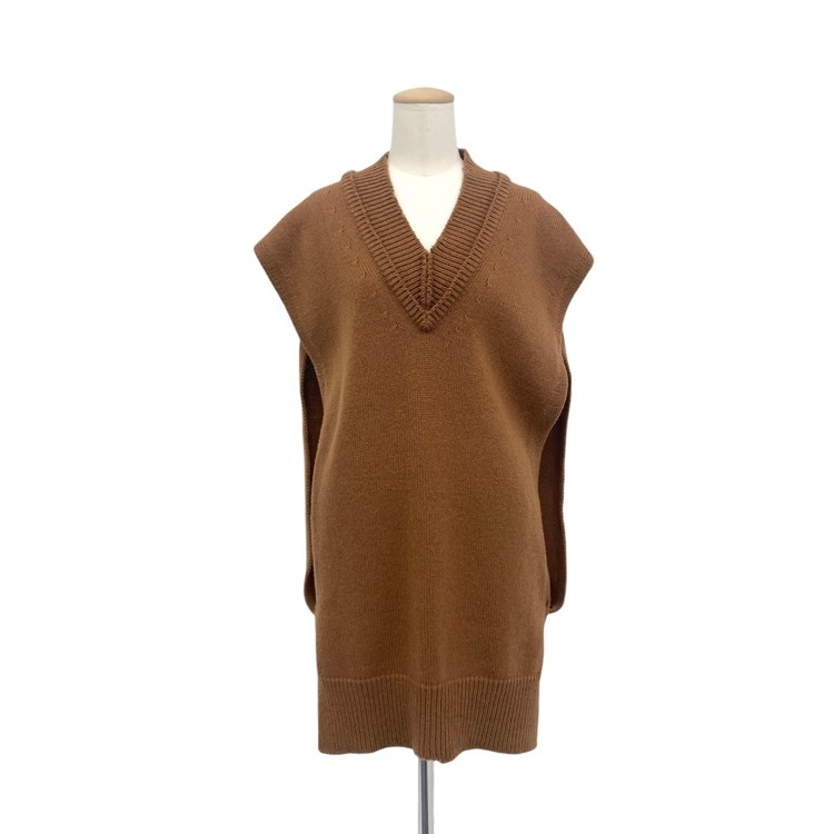 Maison Margiela メゾンマルジェラ Vネックリブニットベスト ブラウン S SI1TH0001 S18064