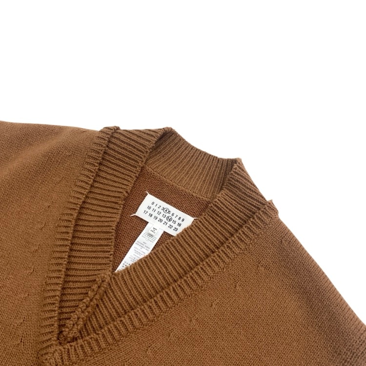 Maison Margiela メゾンマルジェラ Vネックリブニットベスト ブラウン S SI1TH0001 S18064