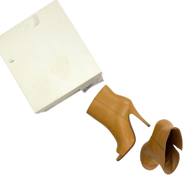 Maison Margiela メゾンマルジェラ レザーオープントゥショートブーツ キャメル 38 58WP0047