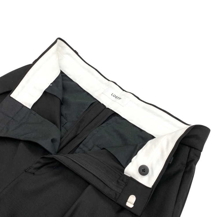 LOEFF ロエフ LF W TORO INTK FLP TRS ウールトロピカルインタックフラップ パンツ ブラック 1 8814-202-0163