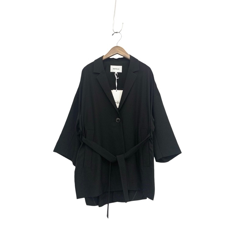 未使用品 ENFOLD エンフォルド Comfortable Twill BACKギャザーJACKET テーラードバックギャザージャケット ブラック 36 300FS430-2570