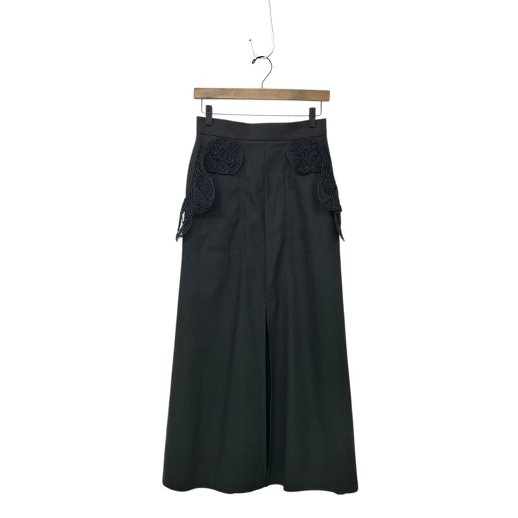 2024SS Mame Kurogouchi マメクロゴウチ Cording Embroidery Detail Cotton Skirt コード刺繍フレアスカート 2 MM24SS-SK067