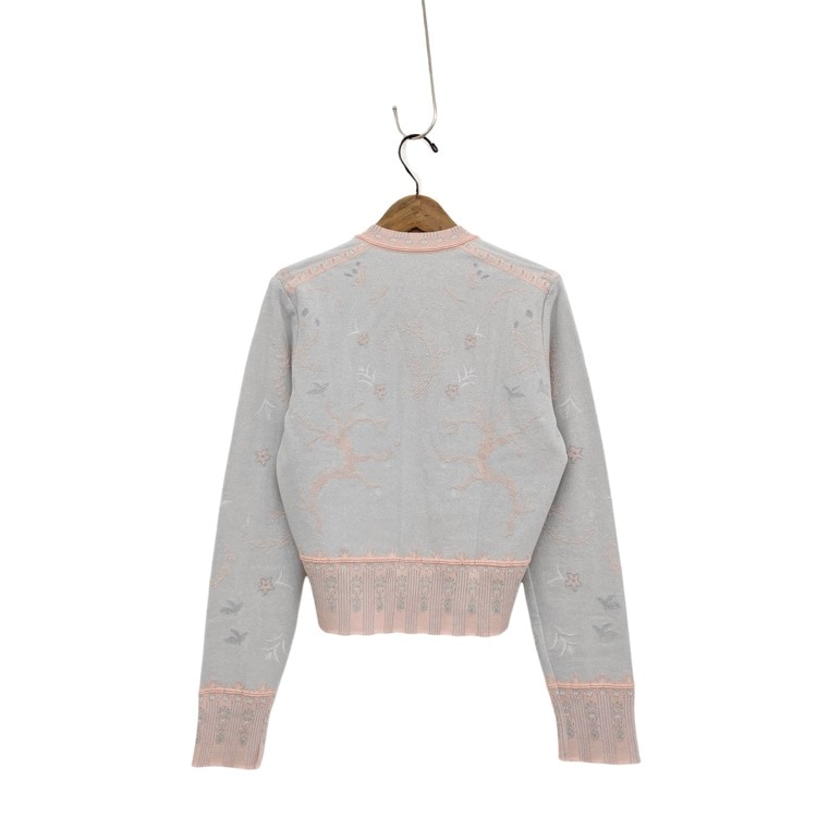 未使用品 2026SS Mame Kurogouchi マメクロゴウチ Layered Jacquard Knit Cardigan 花柄ラメニットカーディガン ピンク 2 MM26SS-KN087