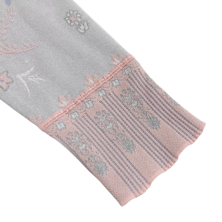 未使用品 2026SS Mame Kurogouchi マメクロゴウチ Layered Jacquard Knit Cardigan 花柄ラメニットカーディガン ピンク 2 MM26SS-KN087
