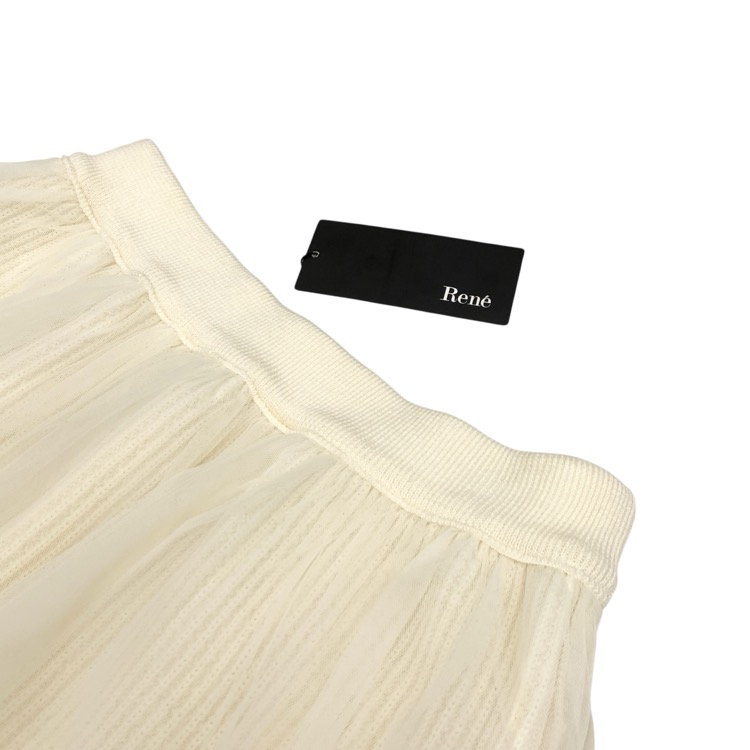 Rene ルネ チュールニットスカート オフホワイト 34 6132420