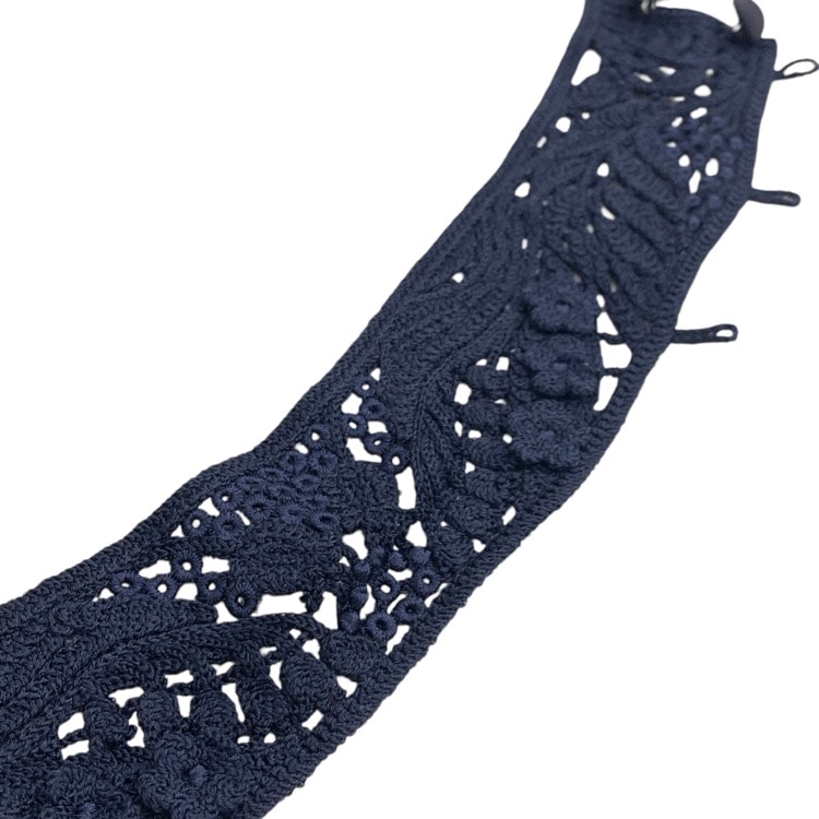 Mame Kurogouchi マメクロゴウチ Embroidery Silk Collar Tops シルクコード刺繍ブラウス ネイビー 1 MM19SS-SH707