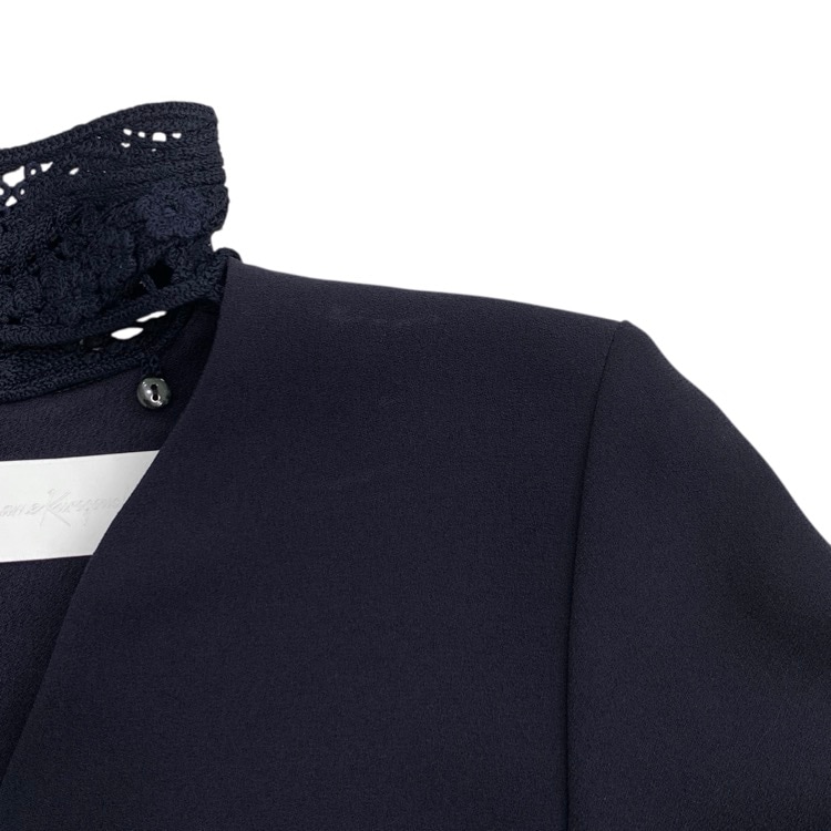 Mame Kurogouchi マメクロゴウチ Embroidery Silk Collar Tops シルクコード刺繍ブラウス ネイビー 1 MM19SS-SH707