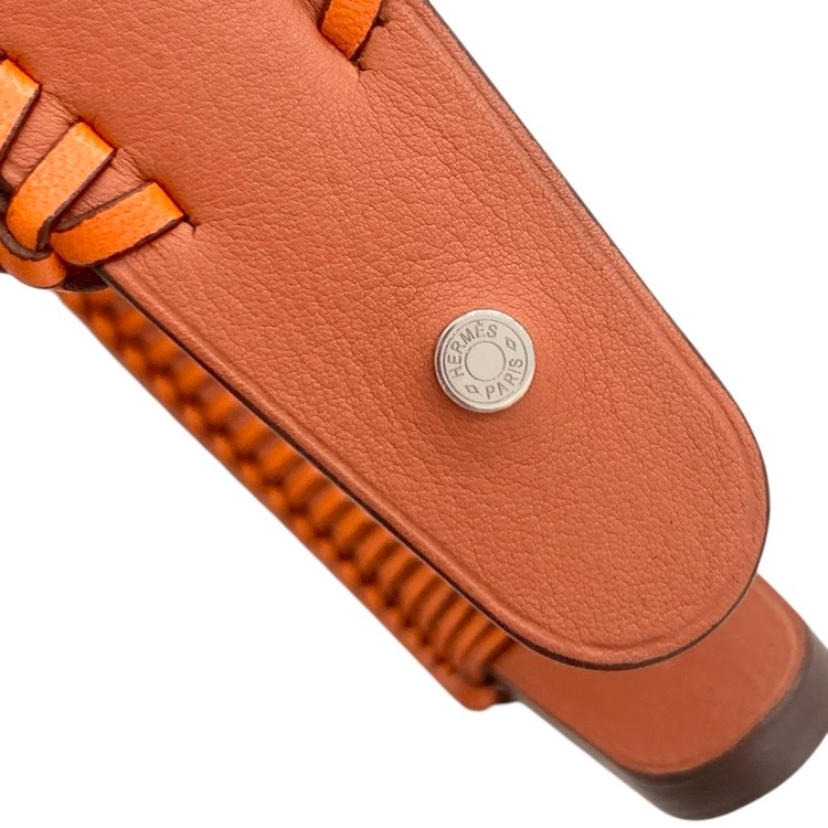 HERMES エルメス グレースヘッドバンド カチューシャ ニュートンカーフスキン クルードセル テラコッタ/マンダリン H211012GTM