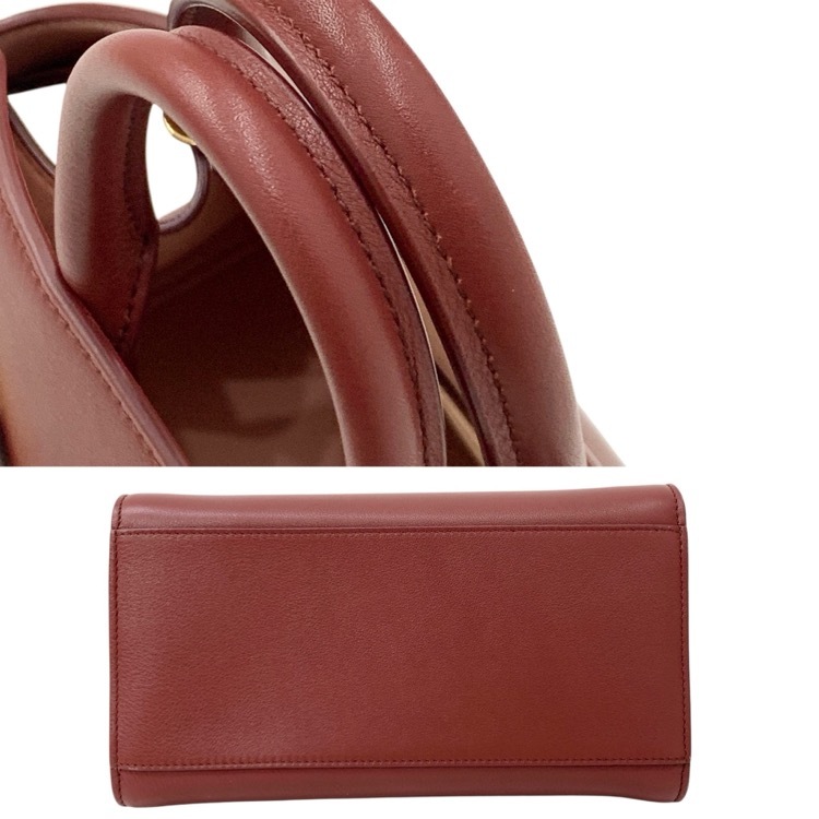 FERRAGAMO フェラガモ　バイカラー ハンドバッグ HUG バーガンディ ピンク XS 215975