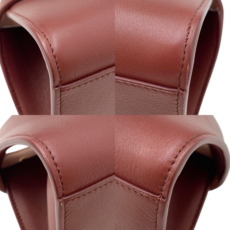 FERRAGAMO フェラガモ　バイカラー ハンドバッグ HUG バーガンディ ピンク XS 215975