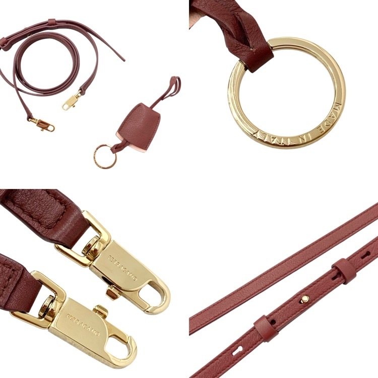 FERRAGAMO フェラガモ　バイカラー ハンドバッグ HUG バーガンディ ピンク XS 215975