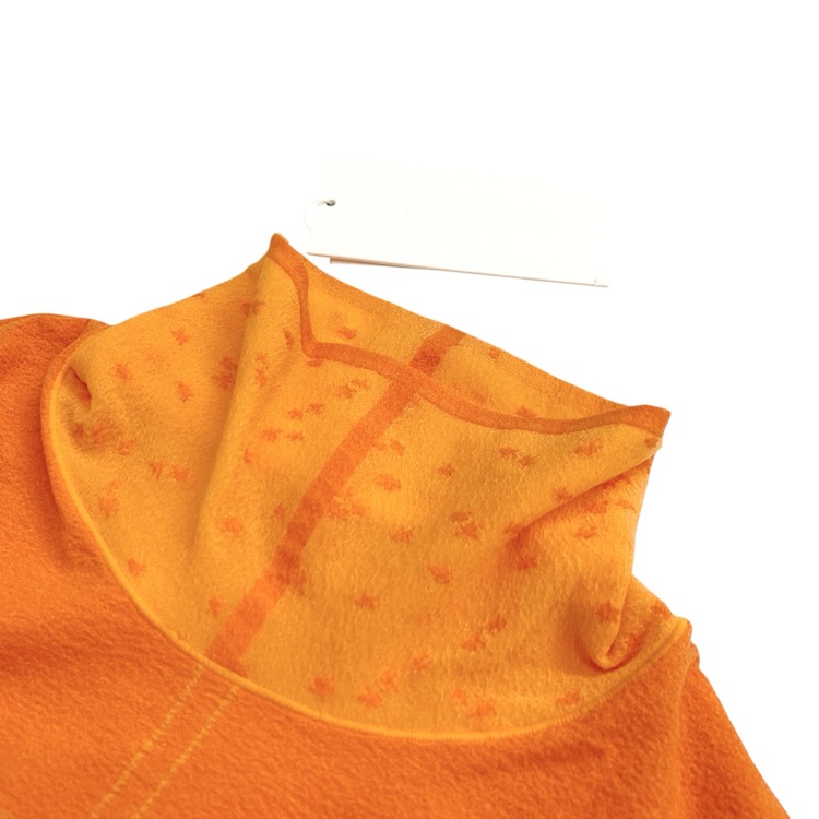 Mame Kurogouchi マメクロゴウチ Osmanthus Motif Jacquard Sheer Knitted Top 金木犀シアーハイネックカットソー オレンジ 1 MM21FW-KN042