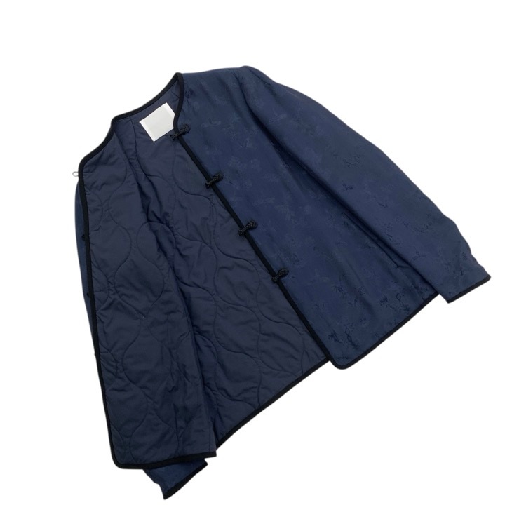 Mame Kurogouchi マメクロゴウチ Crane Pattern Jacquared Jacket 鶴ジャガードジャケット ネイビー 2 MM23PS-JK707