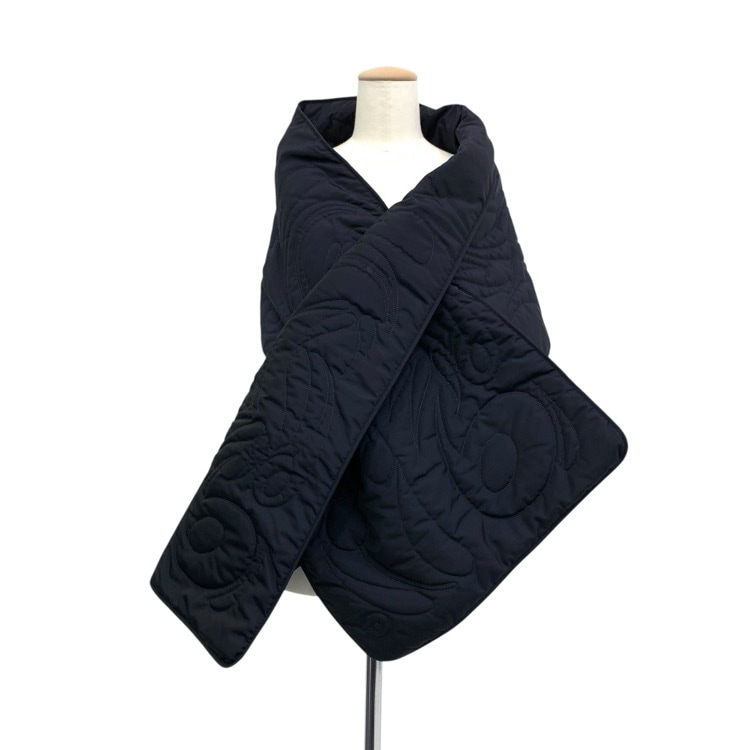 未使用品 2024AW Mame Kurogouchi マメクロゴウチ Silk Nylon Quilted Scarf キルティングスカーフ ストール ネイビー F MM24FW-AC081