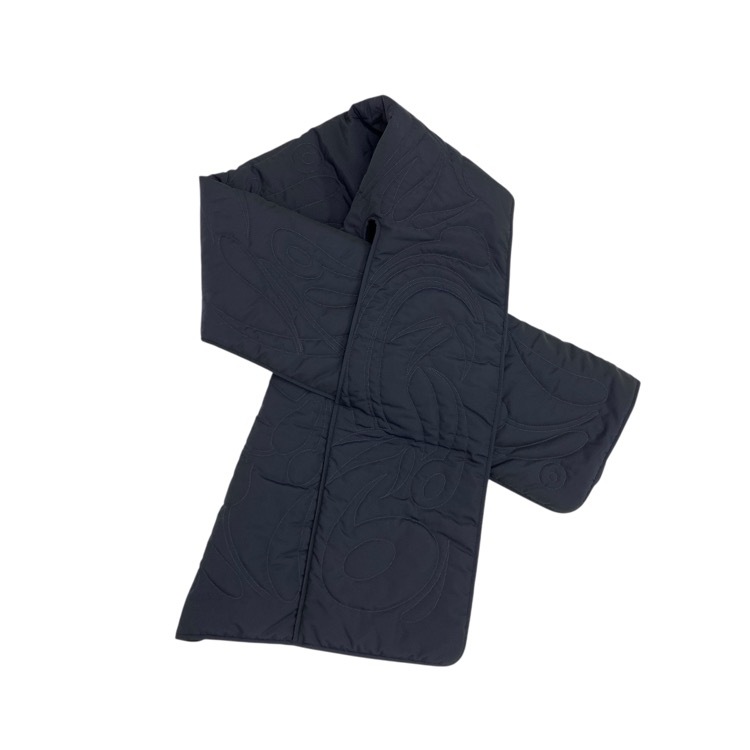 未使用品 2024AW Mame Kurogouchi マメクロゴウチ Silk Nylon Quilted Scarf キルティングスカーフ ストール ネイビー F MM24FW-AC081
