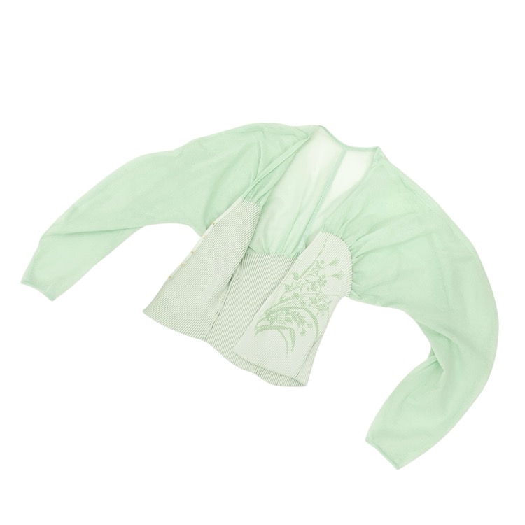 2025SS Mame Kurogouchi マメクロゴウチ Sheer Rounded Sleeve Knitted Cardigan シアー カーディガン グリーン 2 MM25SS-KN066