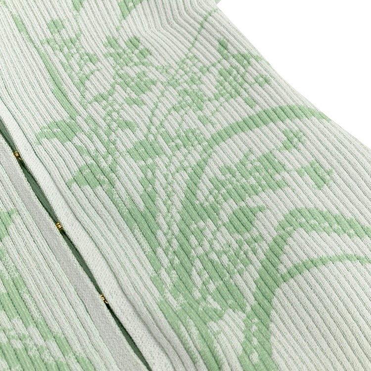 2025SS Mame Kurogouchi マメクロゴウチ Sheer Rounded Sleeve Knitted Cardigan シアー カーディガン グリーン 2 MM25SS-KN066