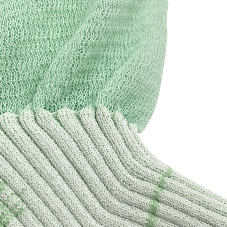 2025SS Mame Kurogouchi マメクロゴウチ Sheer Rounded Sleeve Knitted Cardigan シアー カーディガン グリーン 2 MM25SS-KN066