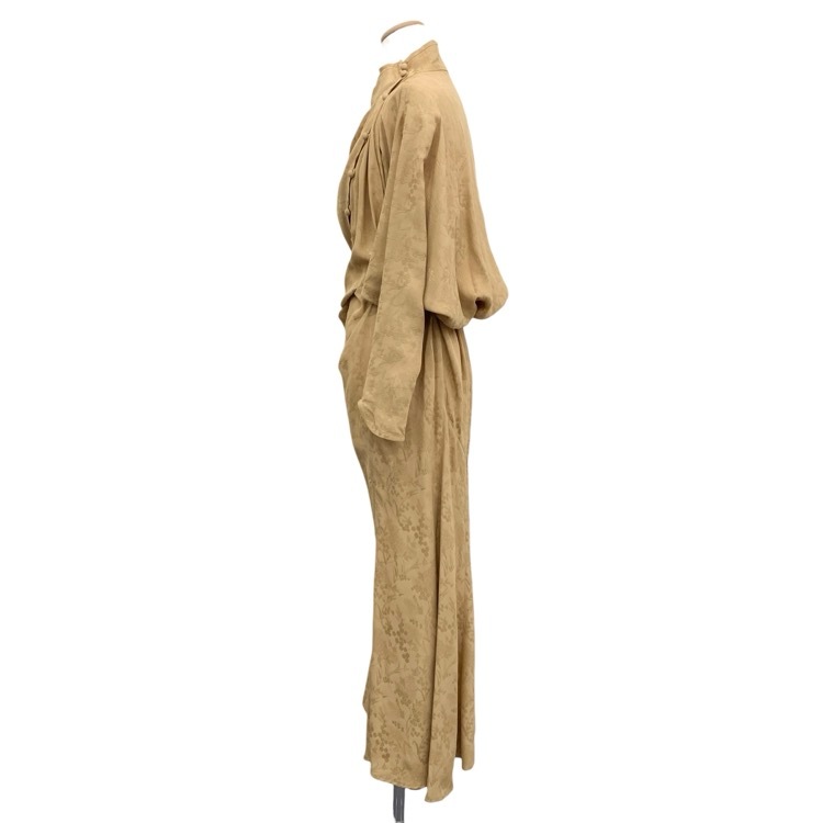 Mame Kurogouchi マメクロゴウチ Floral Jacquard Draped Dress フラワージャガードドレープワンピース ベージュ 1 MM24FW-DR040