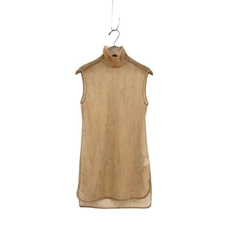 Mame Kurogouchi マメクロゴウチ Marble Print Sheer Jersey High Neck Top 地層マーブルプリントシアーハイネックトップス ブラウン 1 MM22SS-JS038