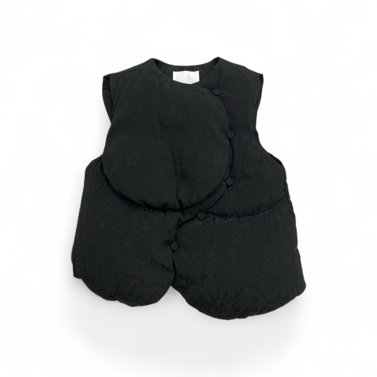 Mame Kurogouchi マメクロゴウチ Floral Jacquard Rounded Down Vest フローラルジャガードダウンベスト ブラック 3 MM25FW-JK013