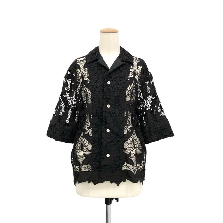 TOGA PULLA トーガプルラ Lace shirt レーススカラップシャツ ブラウス ブラック 36 TP21-FJ226