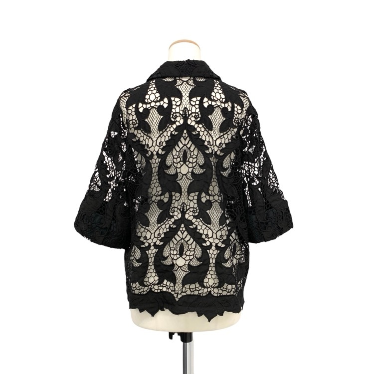 TOGA PULLA トーガプルラ Lace shirt レーススカラップシャツ ブラウス ブラック 36 TP21-FJ226