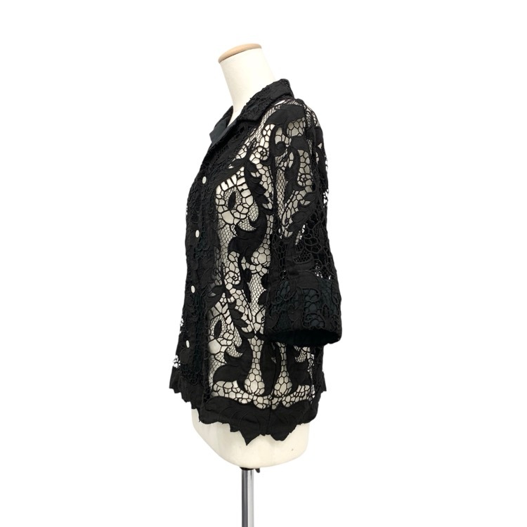 TOGA PULLA トーガプルラ Lace shirt レーススカラップシャツ ブラウス ブラック 36 TP21-FJ226