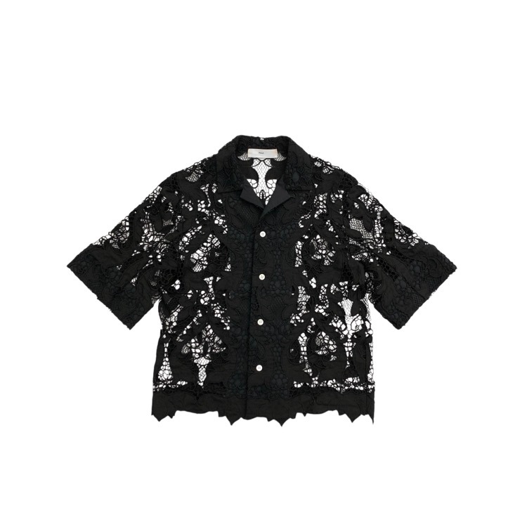 TOGA PULLA トーガプルラ Lace shirt レーススカラップシャツ ブラウス ブラック 36 TP21-FJ226