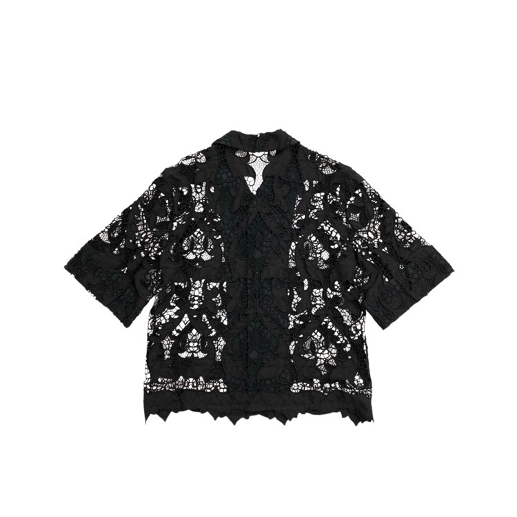 TOGA PULLA トーガプルラ Lace shirt レーススカラップシャツ ブラウス ブラック 36 TP21-FJ226