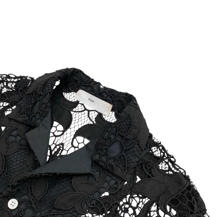 TOGA PULLA トーガプルラ Lace shirt レーススカラップシャツ ブラウス ブラック 36 TP21-FJ226