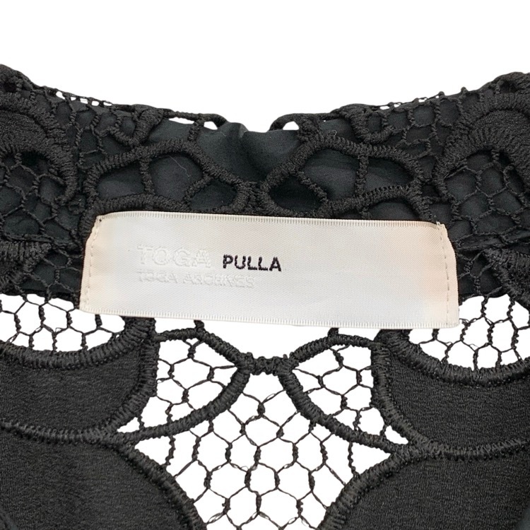 TOGA PULLA トーガプルラ Lace shirt レーススカラップシャツ ブラウス ブラック 36 TP21-FJ226