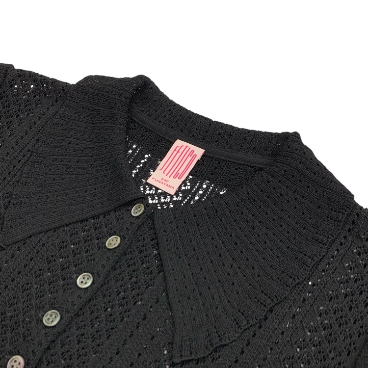 FETICO フェティコ LACE KNIT SHORT-SLEEVED CARDIGAN レースニットクロップドカーディガン ブラック 1 FTC252-0701