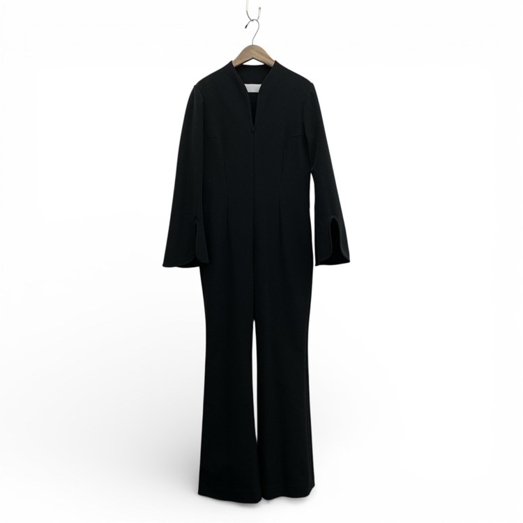 Mame Kurogouchi マメクロゴウチ Acetate Polyester Jump Suit フレアジャンプスーツ ブラック 3 MM23FW-OA013