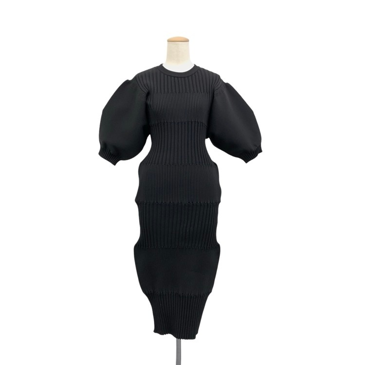 CFCL シーエフシーエル FLUTED SHORT PUFF SLEEVE DRESS フルーテッドショートパフスリーブドレスワンピース ブラック 1 CF007KH074