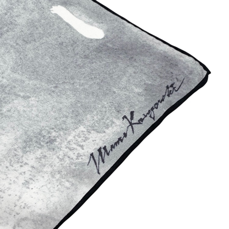 未使用品 2025AW Mame Kurogouchi マメクロゴウチ Hand Printed Silk Scarf 墨流し柄 ハンドプリントシルクスカーフ グレー F MM25FW-AC320