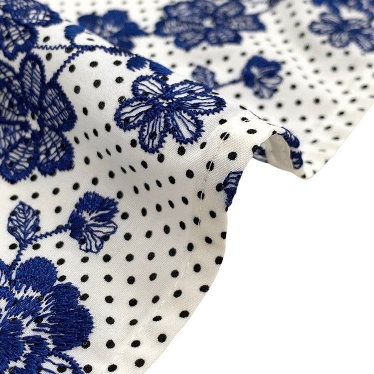 TOCCA トッカ BLUE RHAPSODY ドレス フラワー刺繍Aラインワンピース ホワイト×ブルー 0 OPTOGM0500