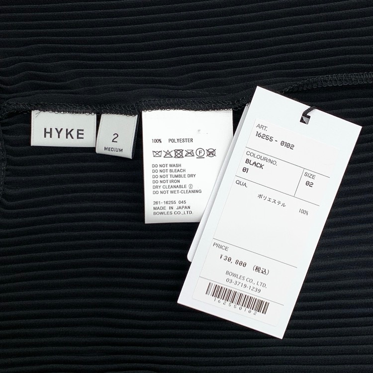 未使用品 2026SS HYKE ハイク PLEATED SLIP DRESS プリーツスリップレイヤードキャミワンピース ブラック 2 261-16255