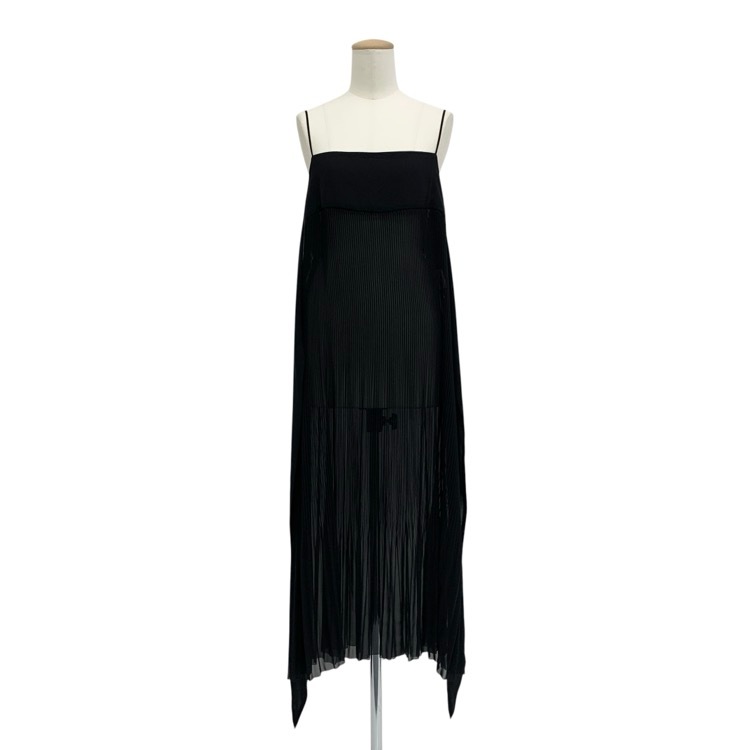 未使用品 2026SS HYKE ハイク PLEATED SLIP DRESS プリーツスリップレイヤードキャミワンピース ブラック 2 261-16255