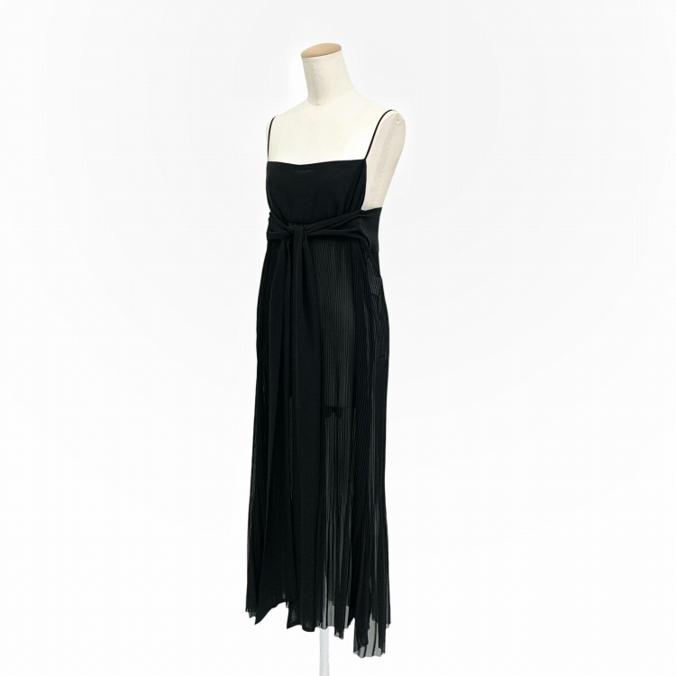 未使用品 2026SS HYKE ハイク PLEATED SLIP DRESS プリーツスリップレイヤードキャミワンピース ブラック 2 261-16255